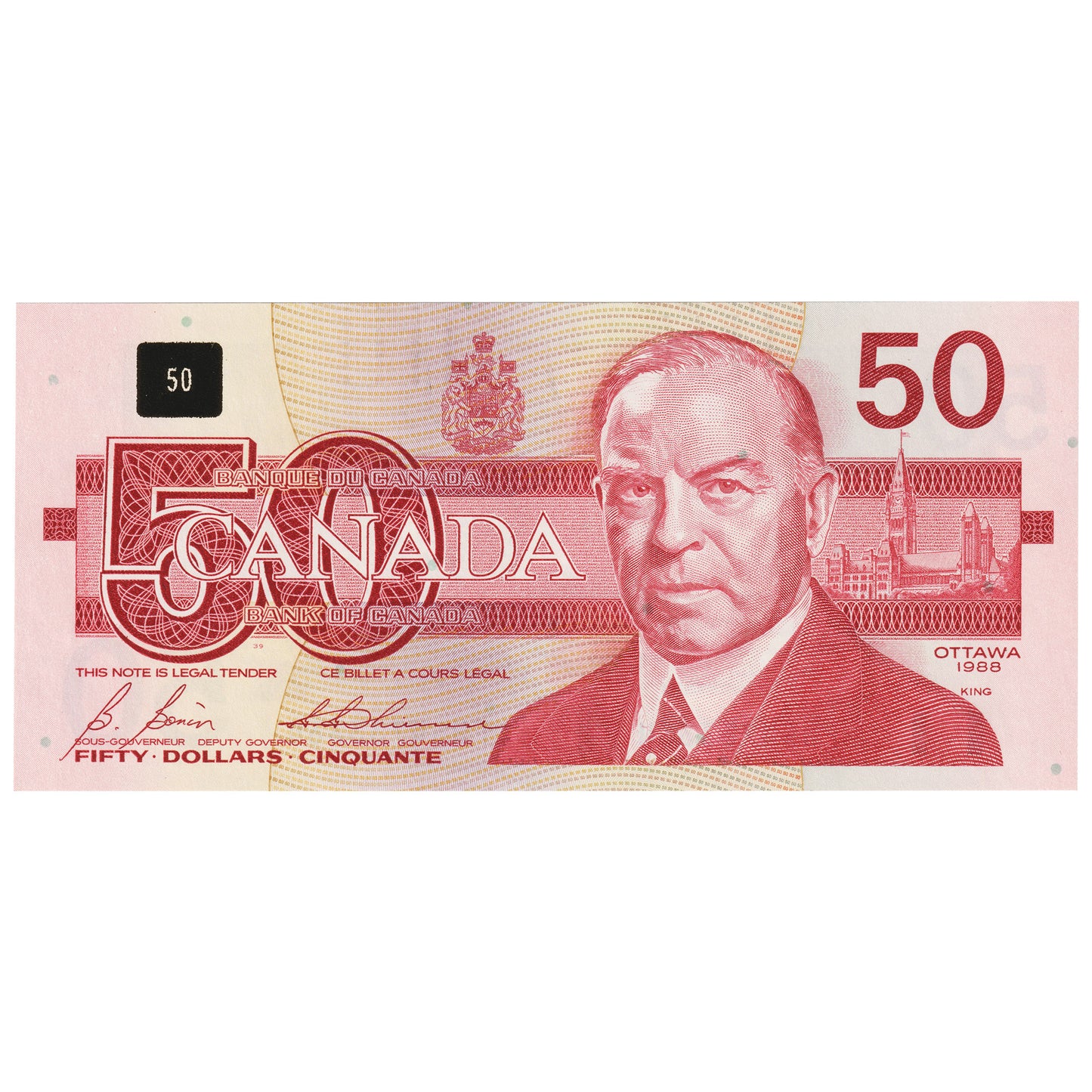 BC-59b 1988 Canada $50 Bonin-Thiessen, FHS, Uncirculated (MS60)