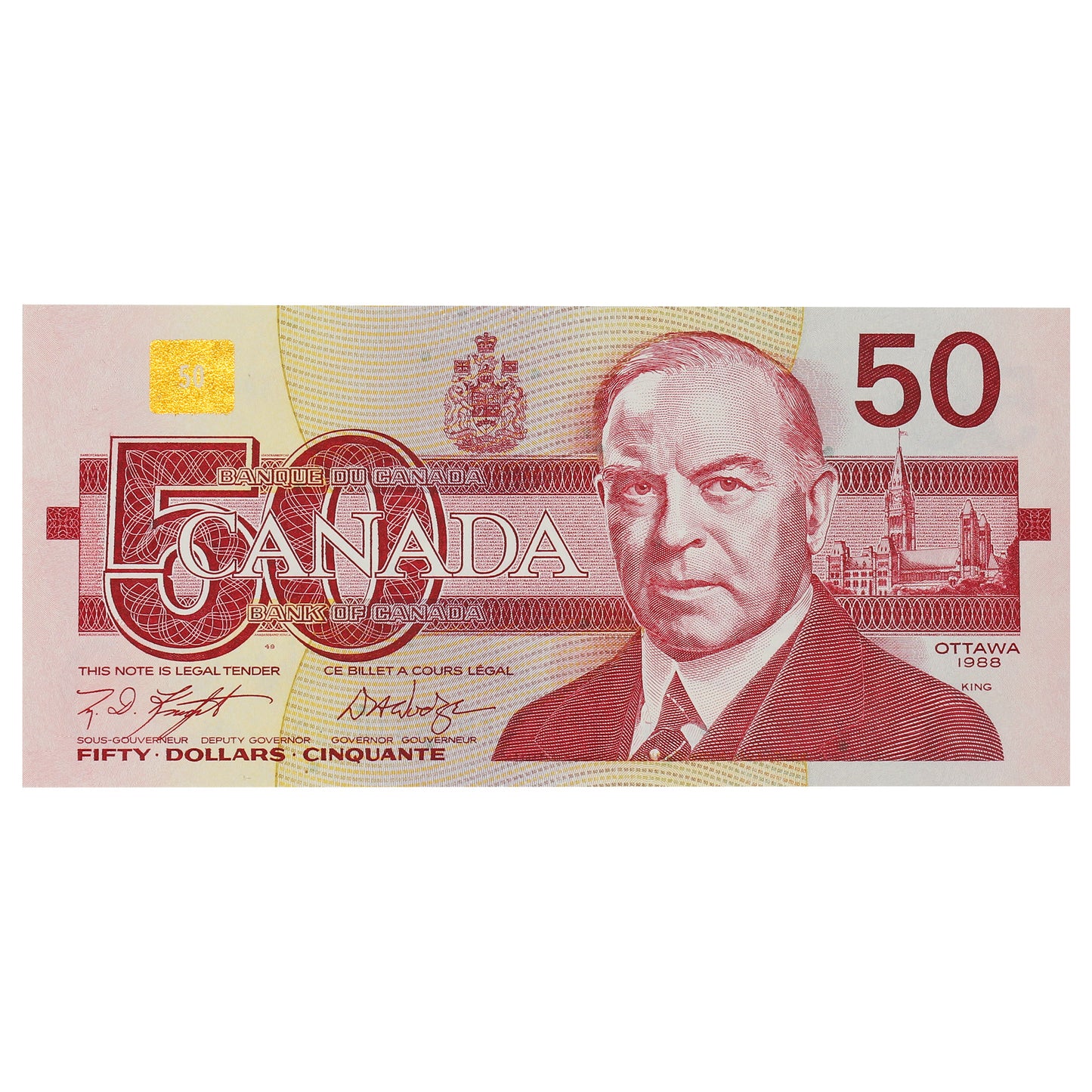 BC-59d 1988 Canada $50 Knight-Dodge, FHY, AU-UNC (AU55)