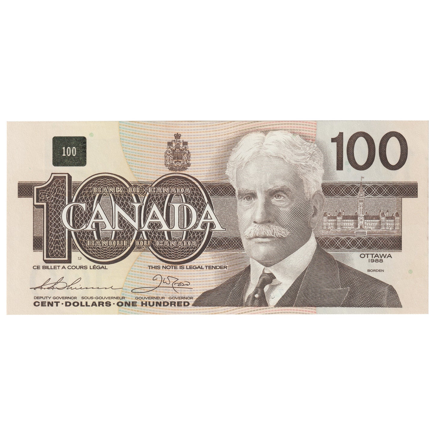 BC-60a 1988 Canada $100 Thiessen-Crow, AJN, UNC