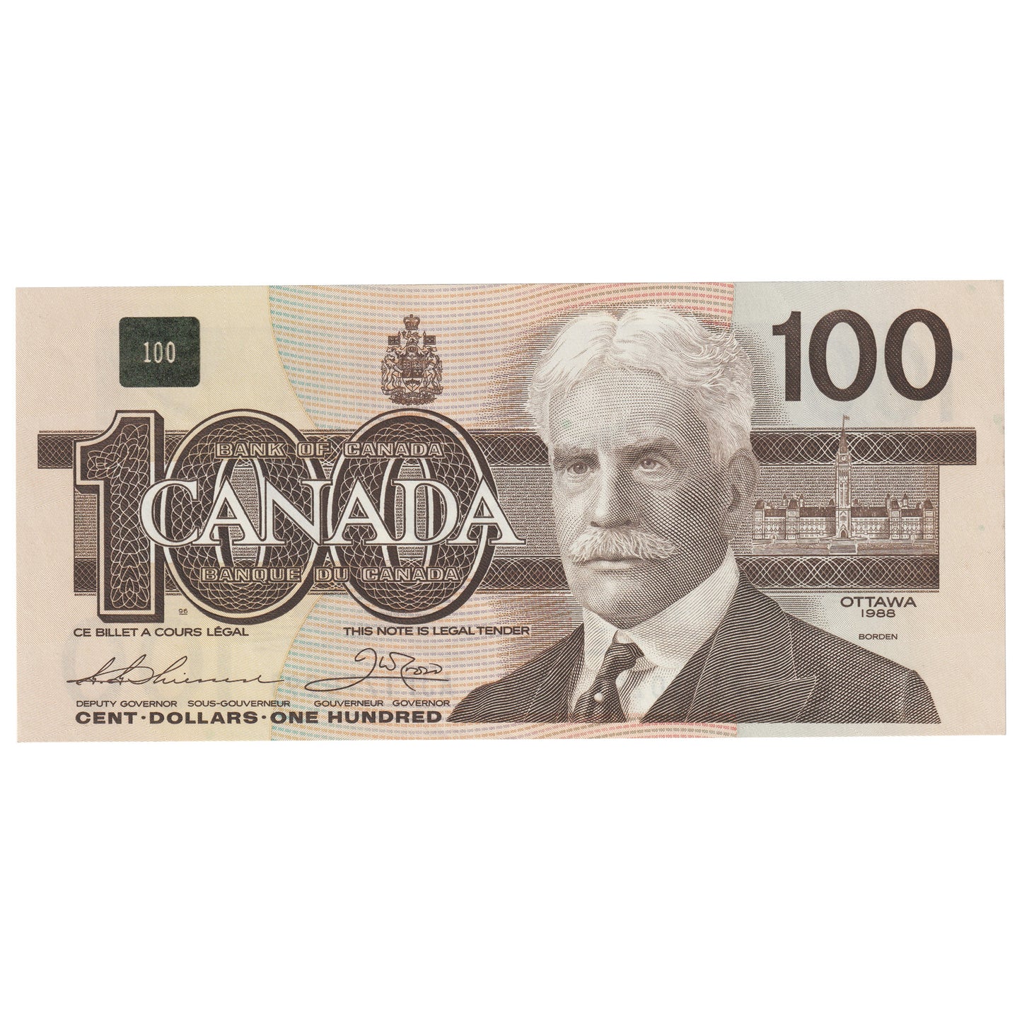 BC-60a 1988 Canada $100 Thiessen-Crow, AJP, UNC