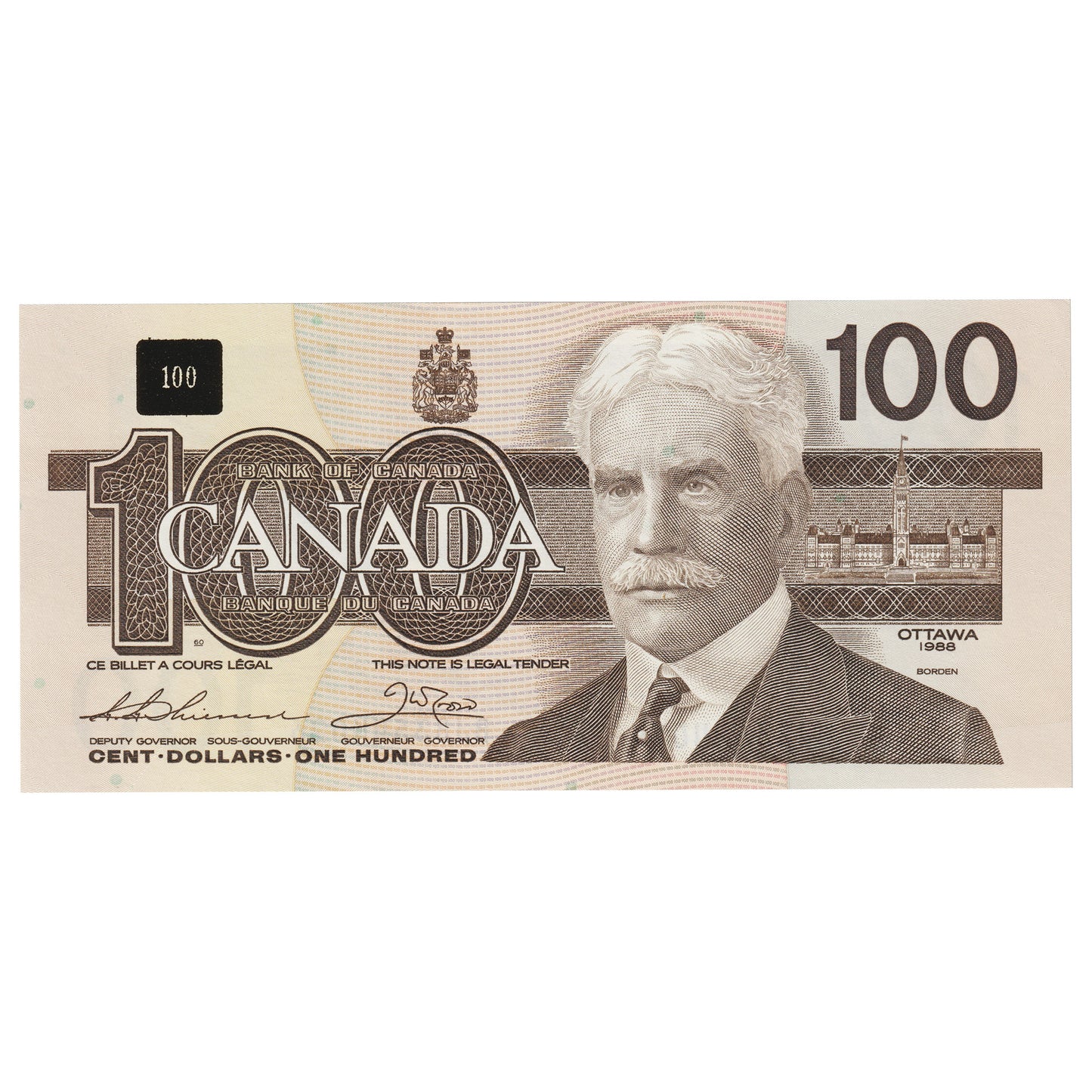 BC-60a-i 1988 Canada $100 Thiessen-Crow, BJB, Choice Uncirculated (CUNC63)