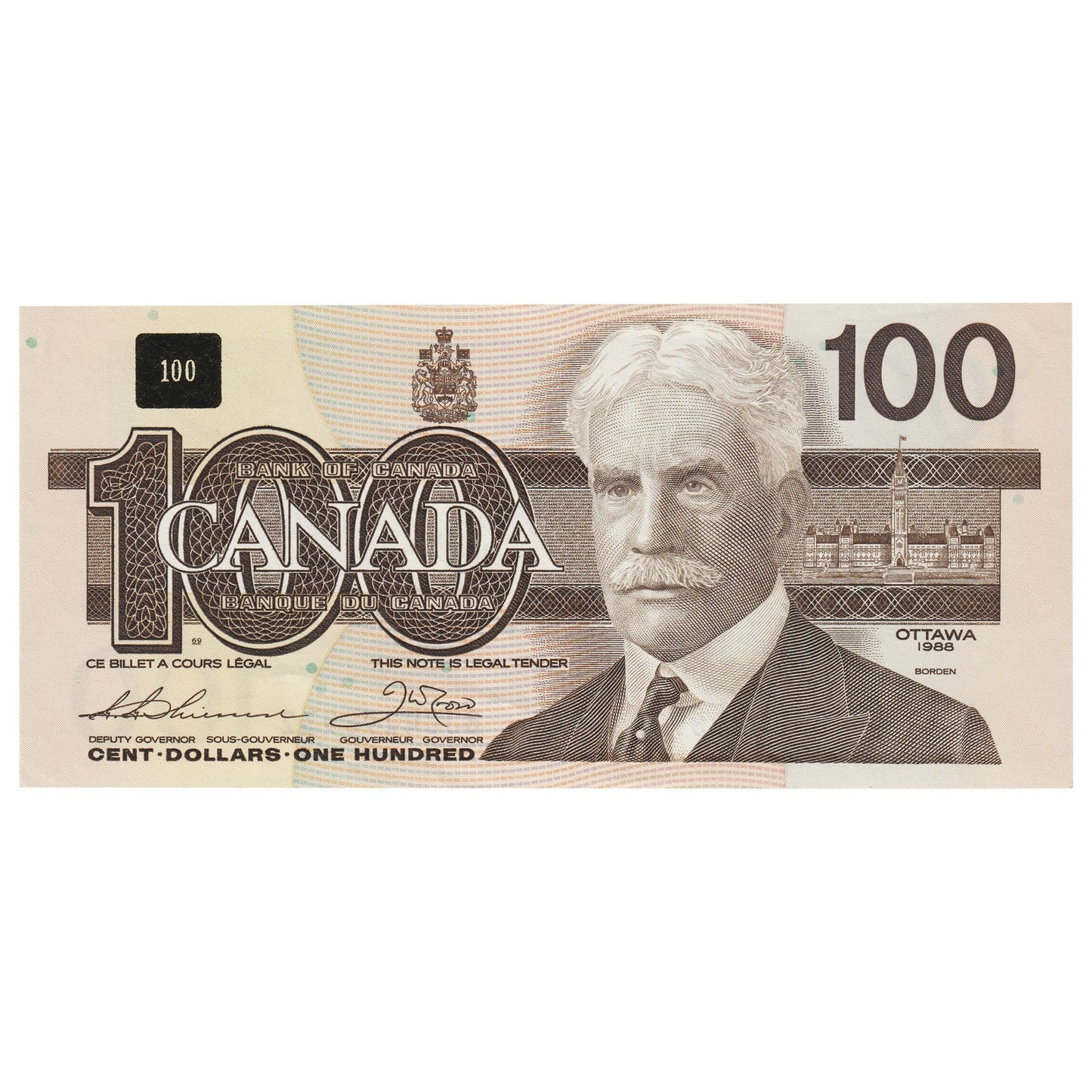 BC-60a-i 1988 Canada $100 Thiessen-Crow, BJC, UNC