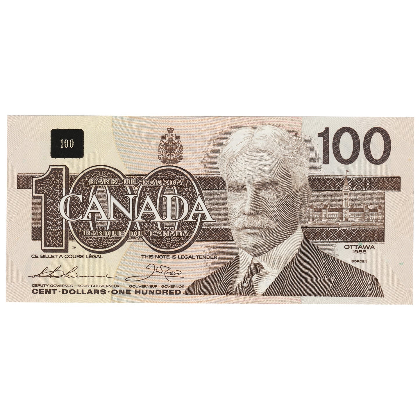 BC-60a-i 1988 Canada $100 Thiessen-Crow, BJD, CUNC