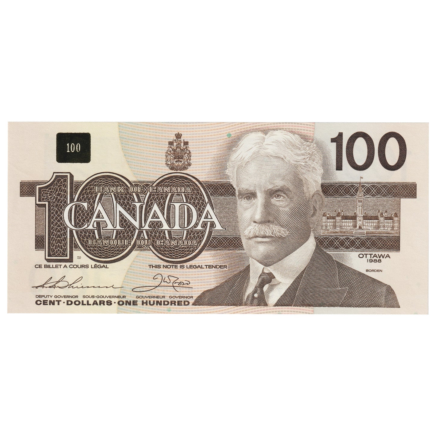 BC-60a-i 1988 Canada $100 Thiessen-Crow, BJF, UNC