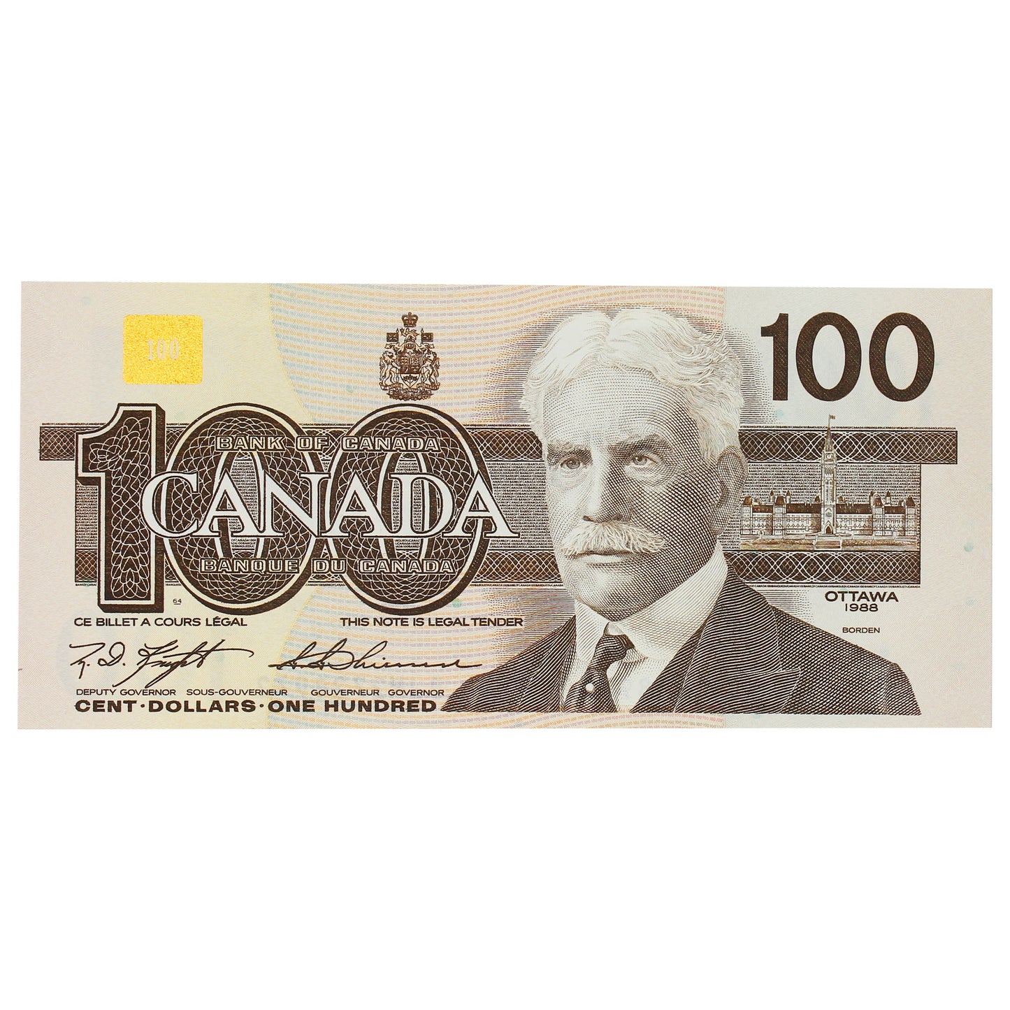 BC-60c 1988 Canada $100 Knight-Thiessen, BJM, UNC