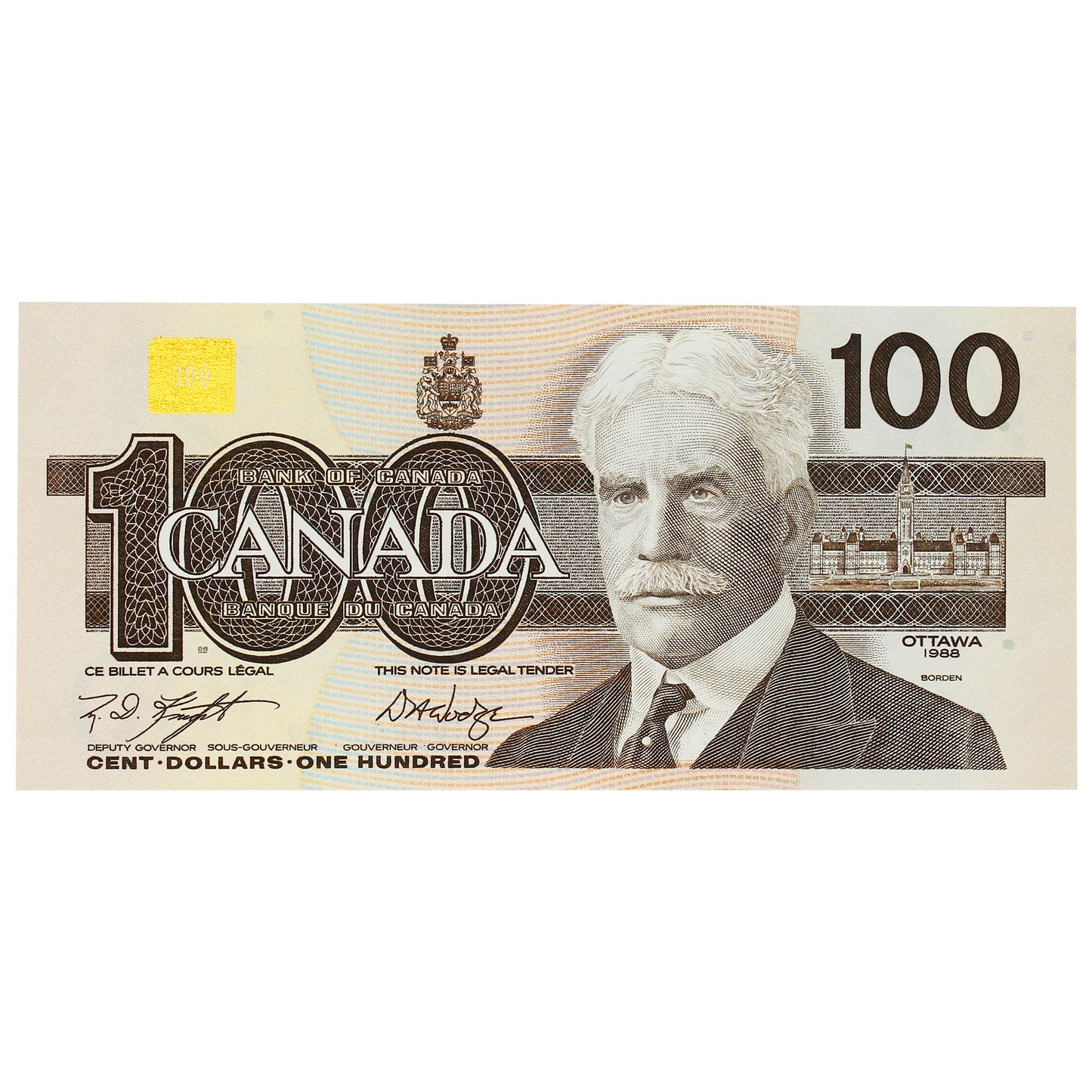 BC-60d 1988 Canada $100 Knight-Dodge, BJV, Choice Uncirculated (CUNC63)