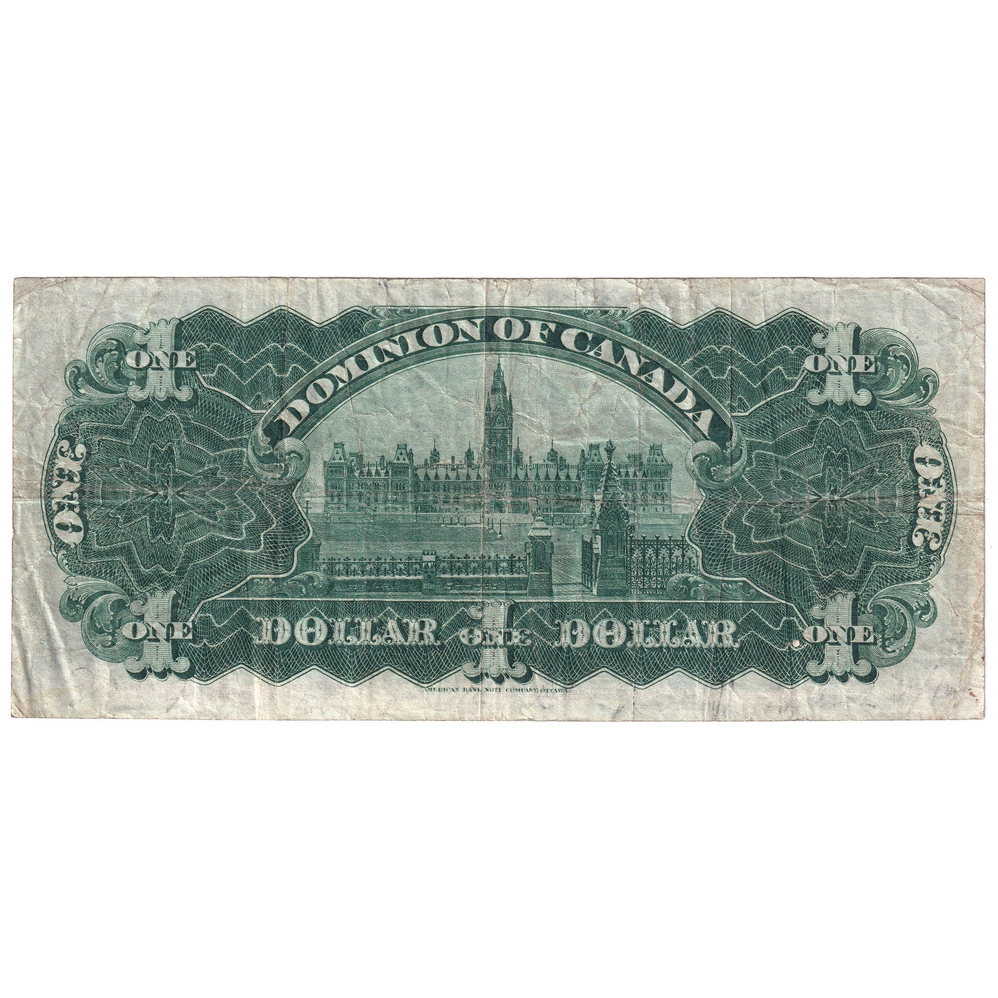 DC-18b 1911 Dominion $1 Various-Boville, Green Line, D, F-VF (F15)