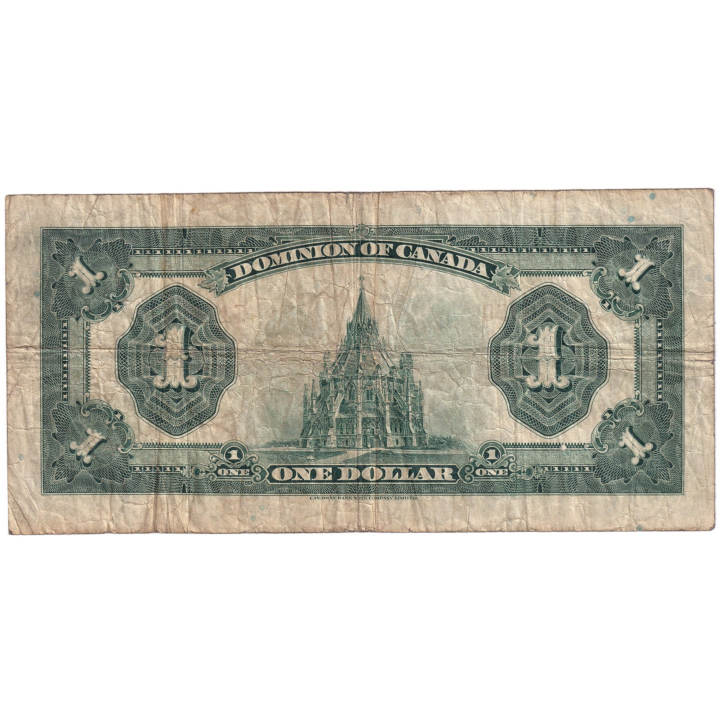 DC-25o 1923 Dominion $1 Campbell-Clark, Black Seal, Group 4, Series F, VG-F