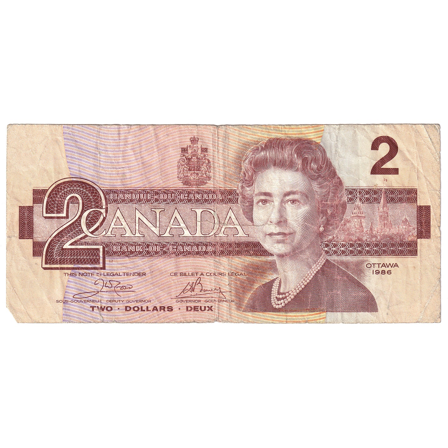 BC-55a 1986 Canada $2 Crow-Bouey, AUN, Circ