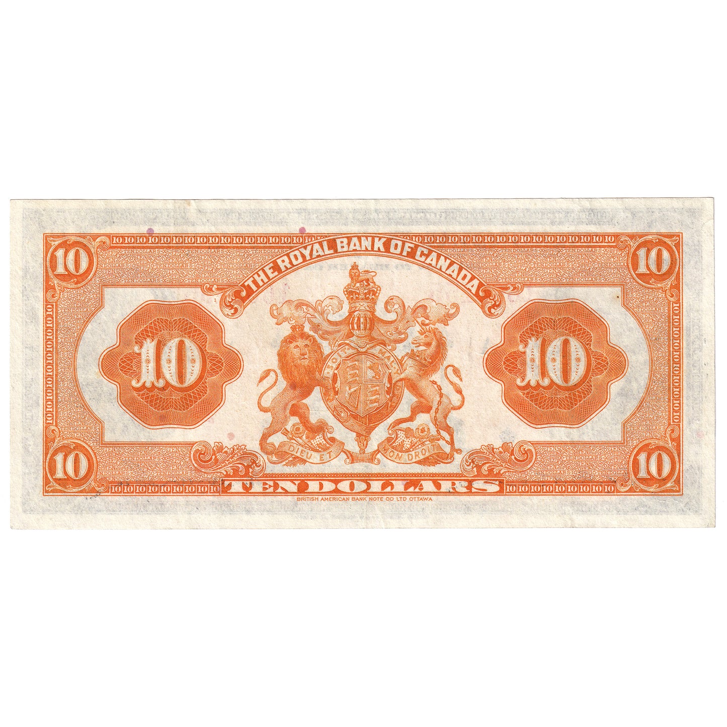 630-18-04a 1935 Royal Bank $10 Dobson-Wilson, Large Signatures, Extra Fine (EF40)