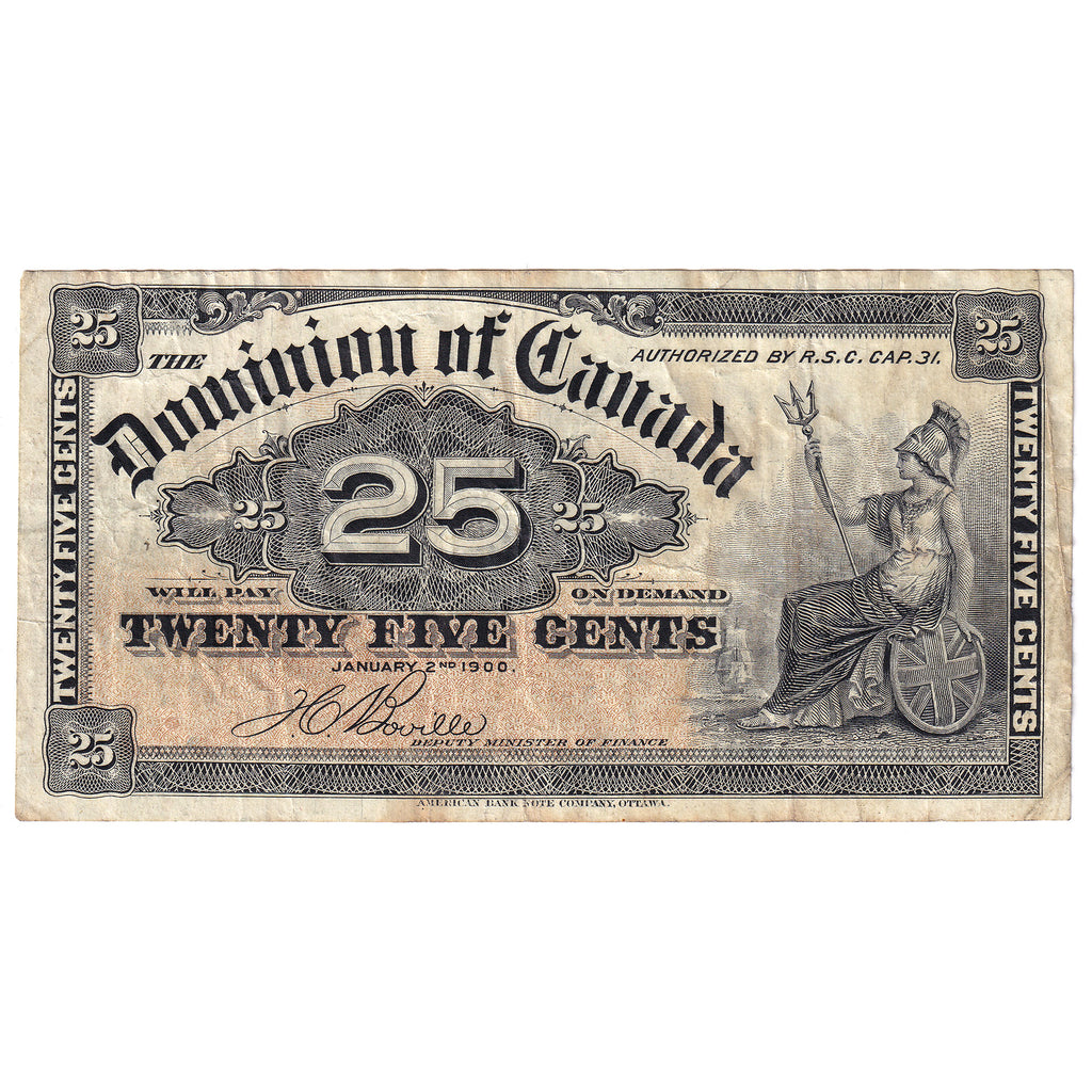 DC-15b 1900 Dominion 25-cent Shinplaster, Boville, VF
