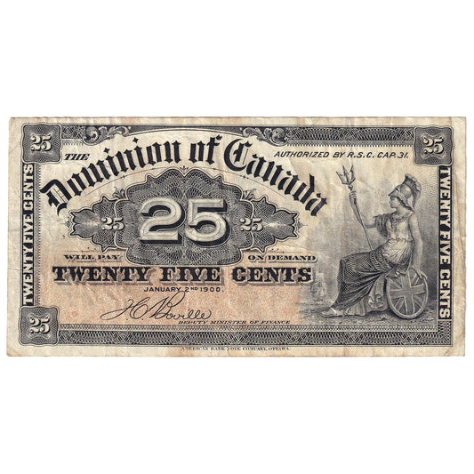 DC-15b 1900 Dominion 25-cent Shinplaster, Boville, VF