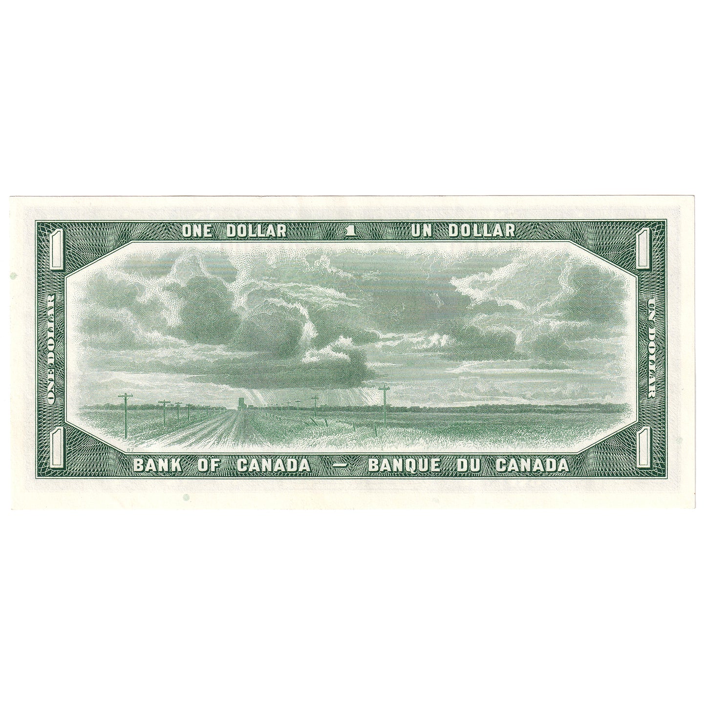 BC-37b 1954 Canada $1 Beattie-Rasminsky, S/N, Almost Uncirculated (AU50)