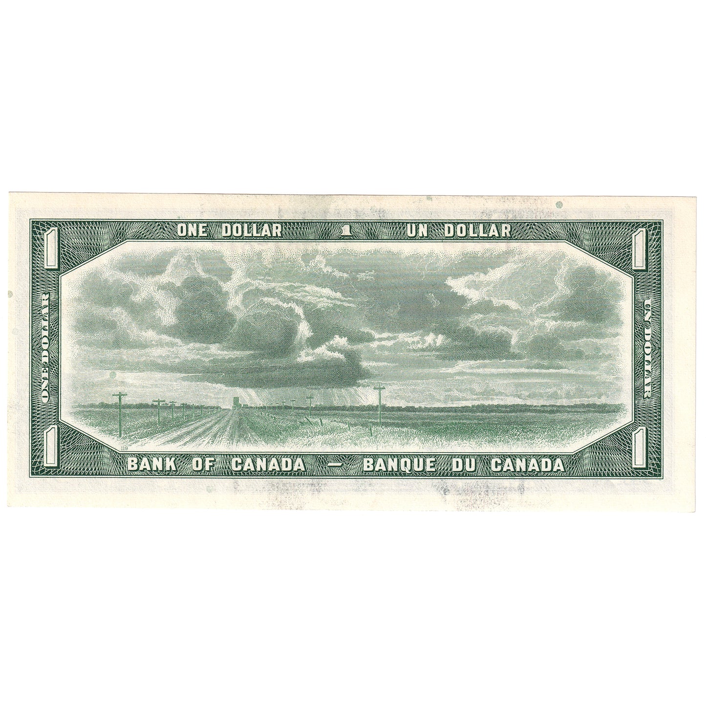 BC-37b 1954 Canada $1 Beattie-Rasminsky, P/Y, AU-UNC (AU55)