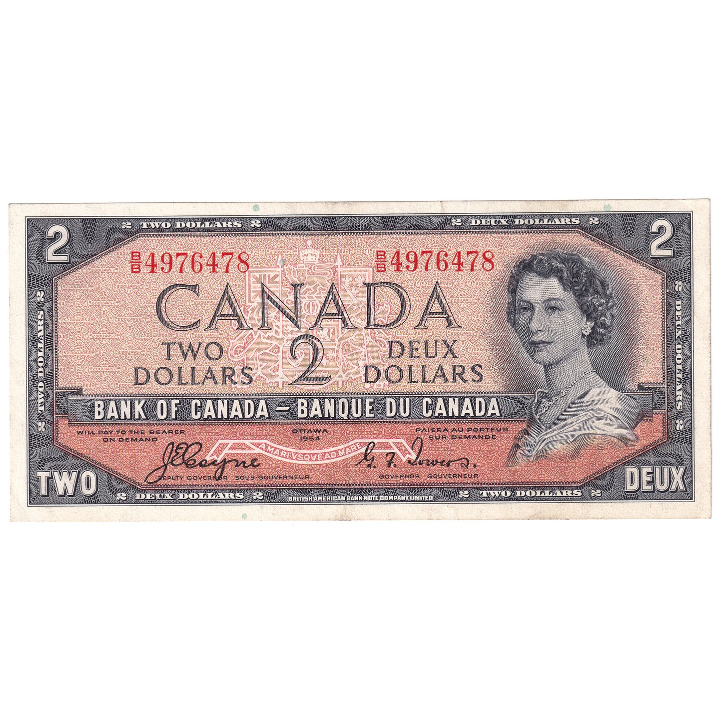 BC-30a 1954 Canada $2 Coyne-Towers, Devil's Face, B/B, AU