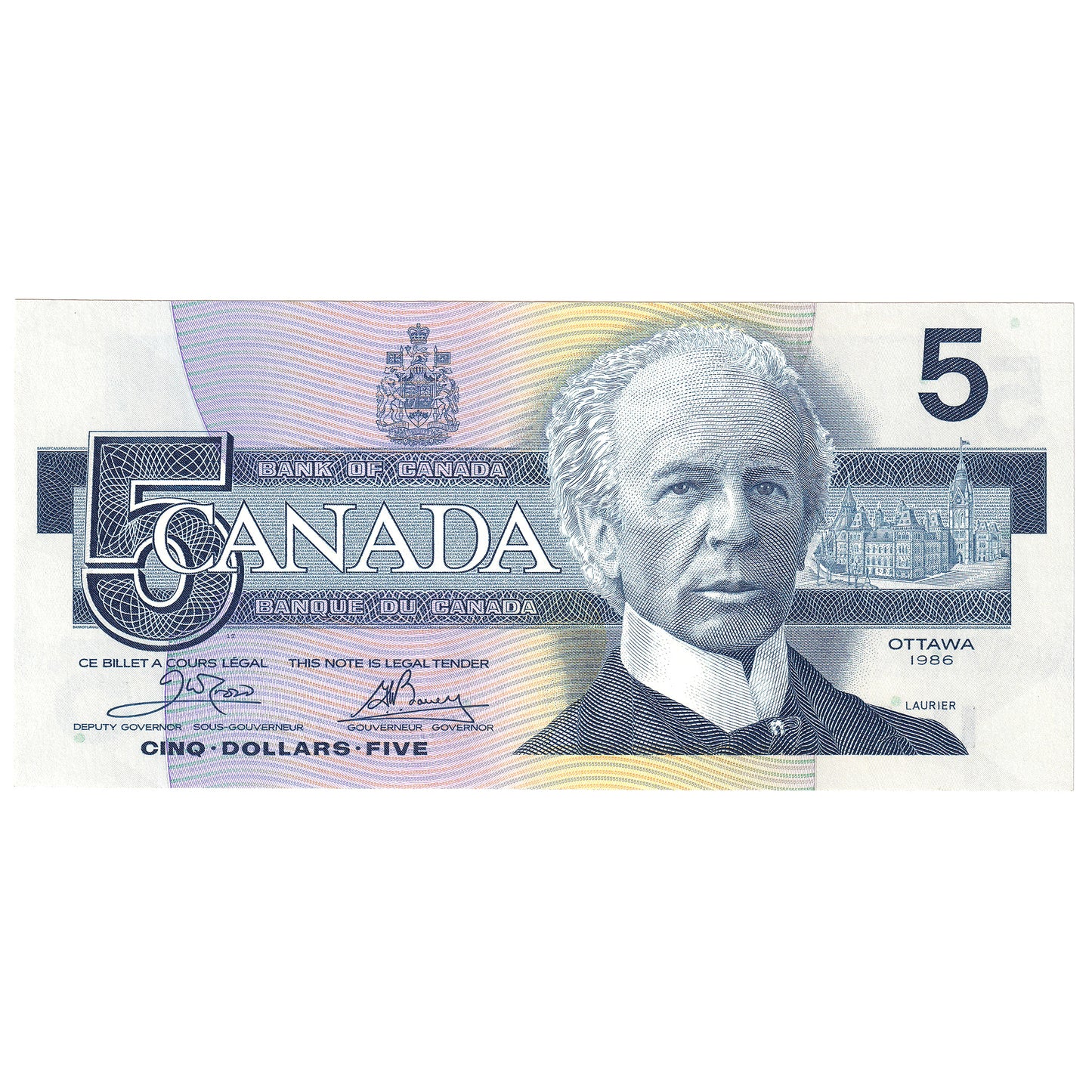 BC-56a 1986 Canada $5 Crow-Bouey, ENR, UNC