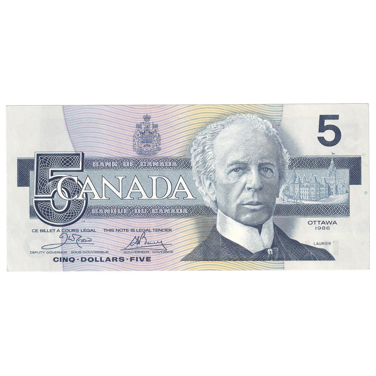 BC-56a 1986 Canada $5 Crow-Bouey, EOA, Extra Fine (EF40)