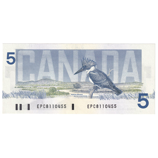 BC-56b 1986 Canada $5 Thiessen-Crow, EPC, AU-UNC