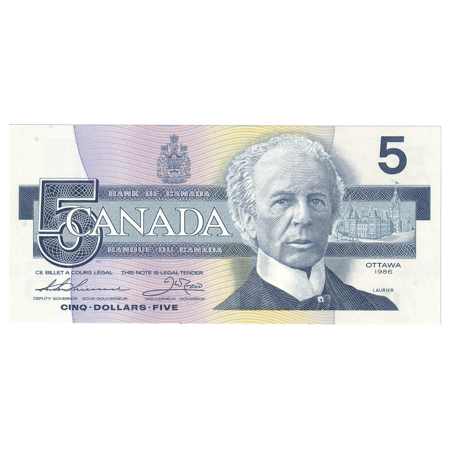 BC-56b 1986 Canada $5 Thiessen-Crow, EPF, CUNC