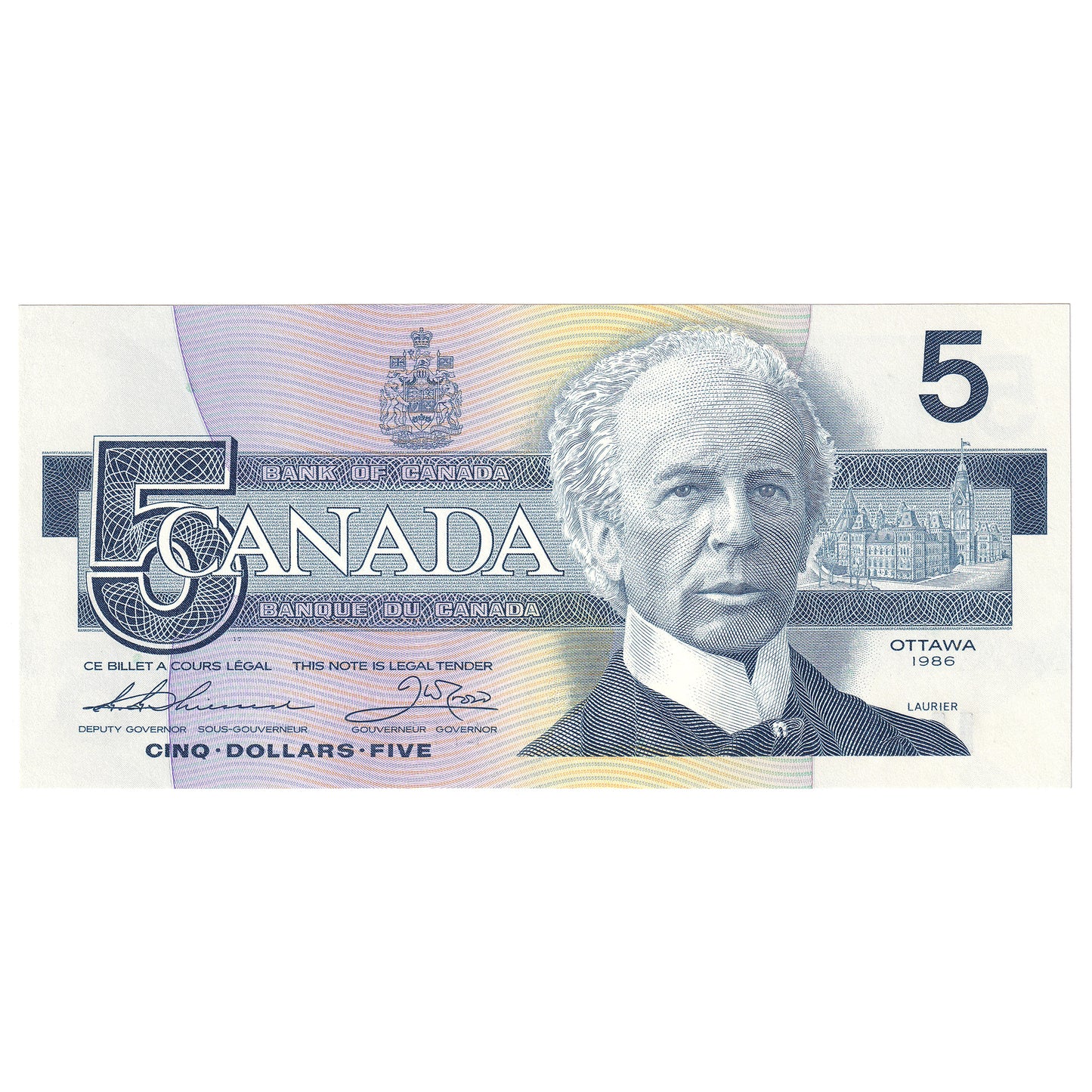 BC-56b 1986 Canada $5 Thiessen-Crow, EPF, AU-UNC