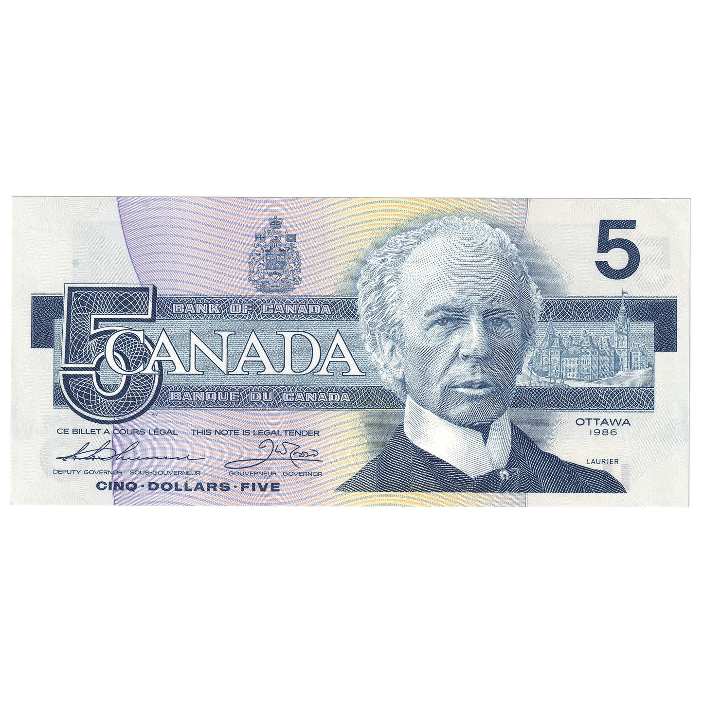 BC-56b 1986 Canada $5 Thiessen-Crow, EPH, AU-UNC