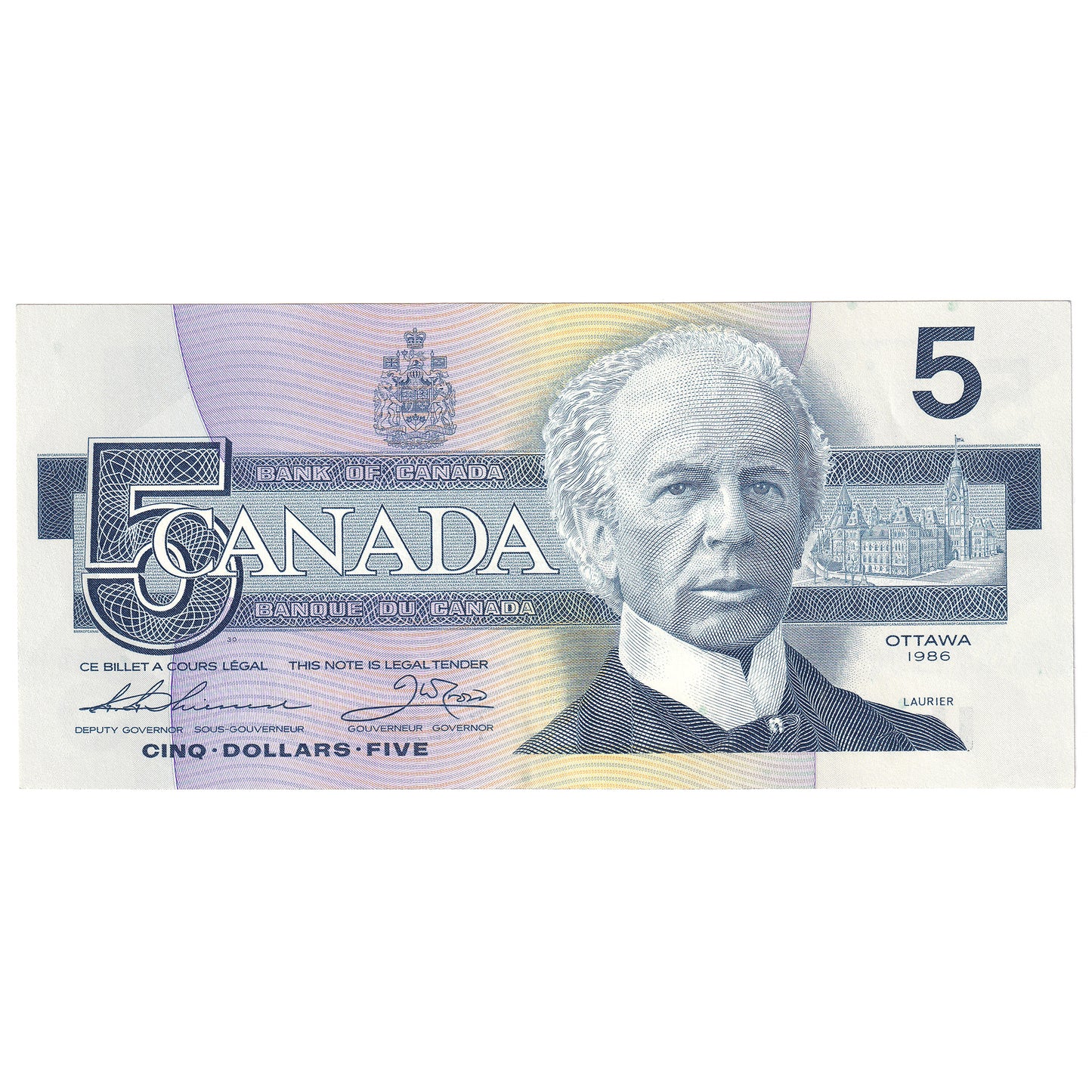 BC-56b 1986 Canada $5 Thiessen-Crow, FND, AU