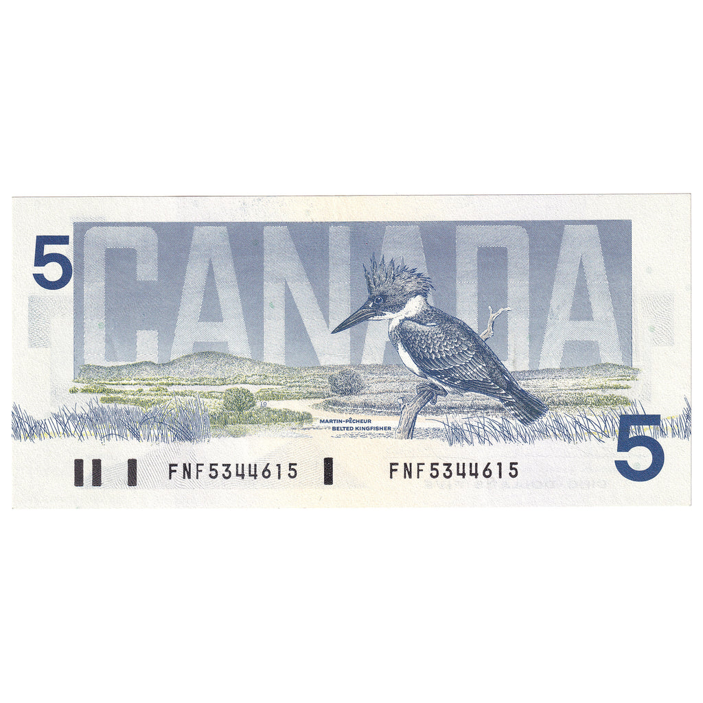 BC-56b 1986 Canada $5 Thiessen-Crow, FNF, AU-UNC