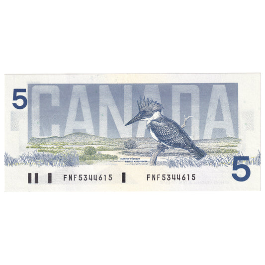 BC-56b 1986 Canada $5 Thiessen-Crow, FNF, AU-UNC