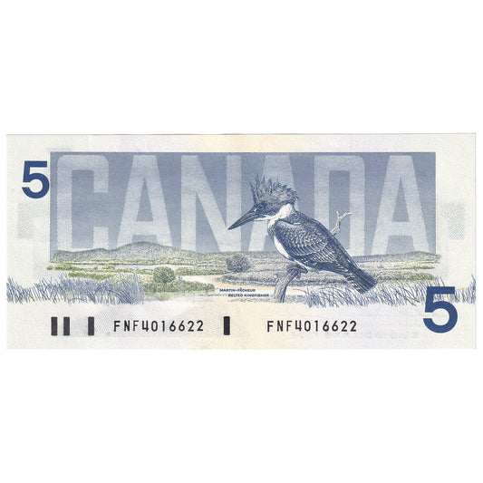 BC-56b 1986 Canada $5 Thiessen-Crow, FNF, AU