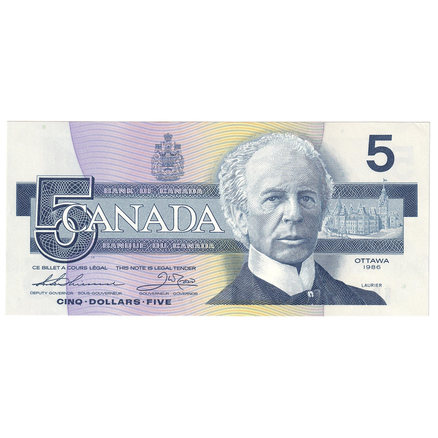 BC-56b 1986 Canada $5 Thiessen-Crow, FNJ, AU-UNC