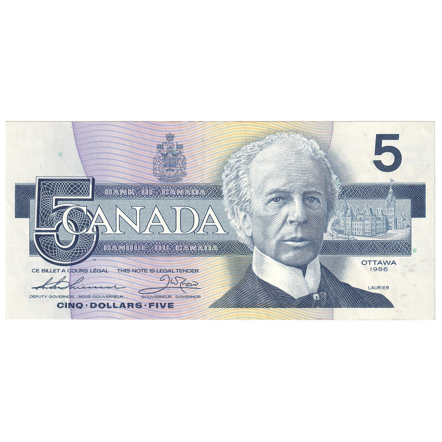 BC-56b 1986 Canada $5 Thiessen-Crow, FNY, AU