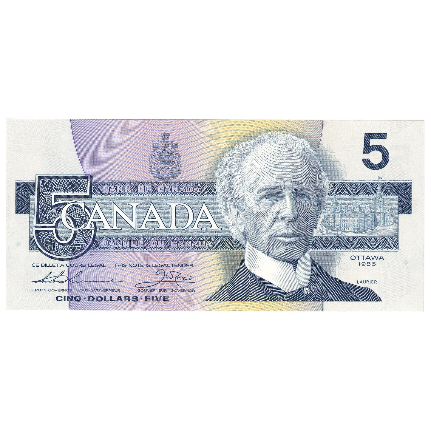 BC-56b 1986 Canada $5 Thiessen-Crow, FPB, UNC