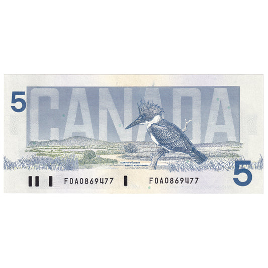 BC-56b 1986 Canada $5 Thiessen-Crow, FOA, CUNC