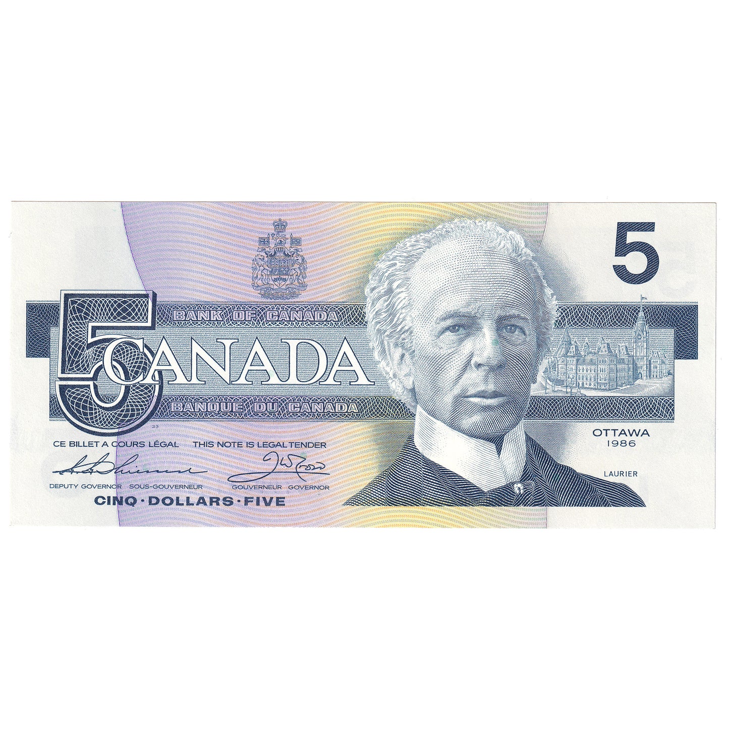 BC-56b 1986 Canada $5 Thiessen-Crow, FOT, Uncirculated (MS60)