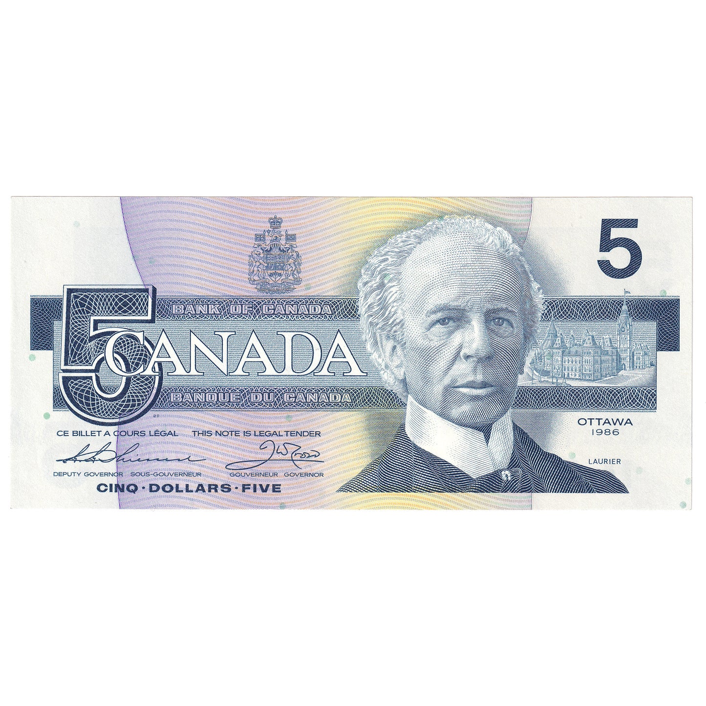 BC-56b 1986 Canada $5 Thiessen-Crow, GNA, AU-UNC