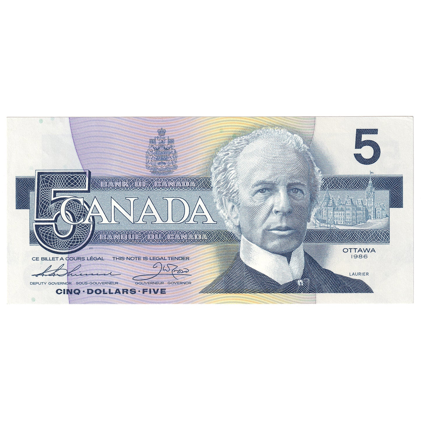 BC-56b 1986 Canada $5 Thiessen-Crow, GNC, AU-UNC