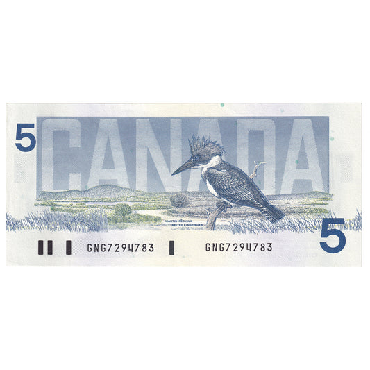 BC-56b 1986 Canada $5 Thiessen-Crow, GNG, AU-UNC
