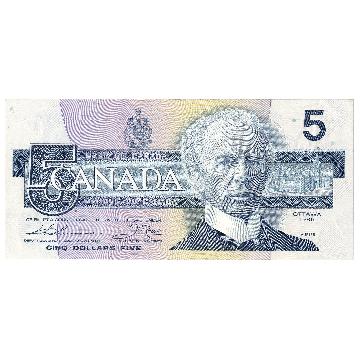 BC-56b 1986 Canada $5 Thiessen-Crow, GNJ, AU