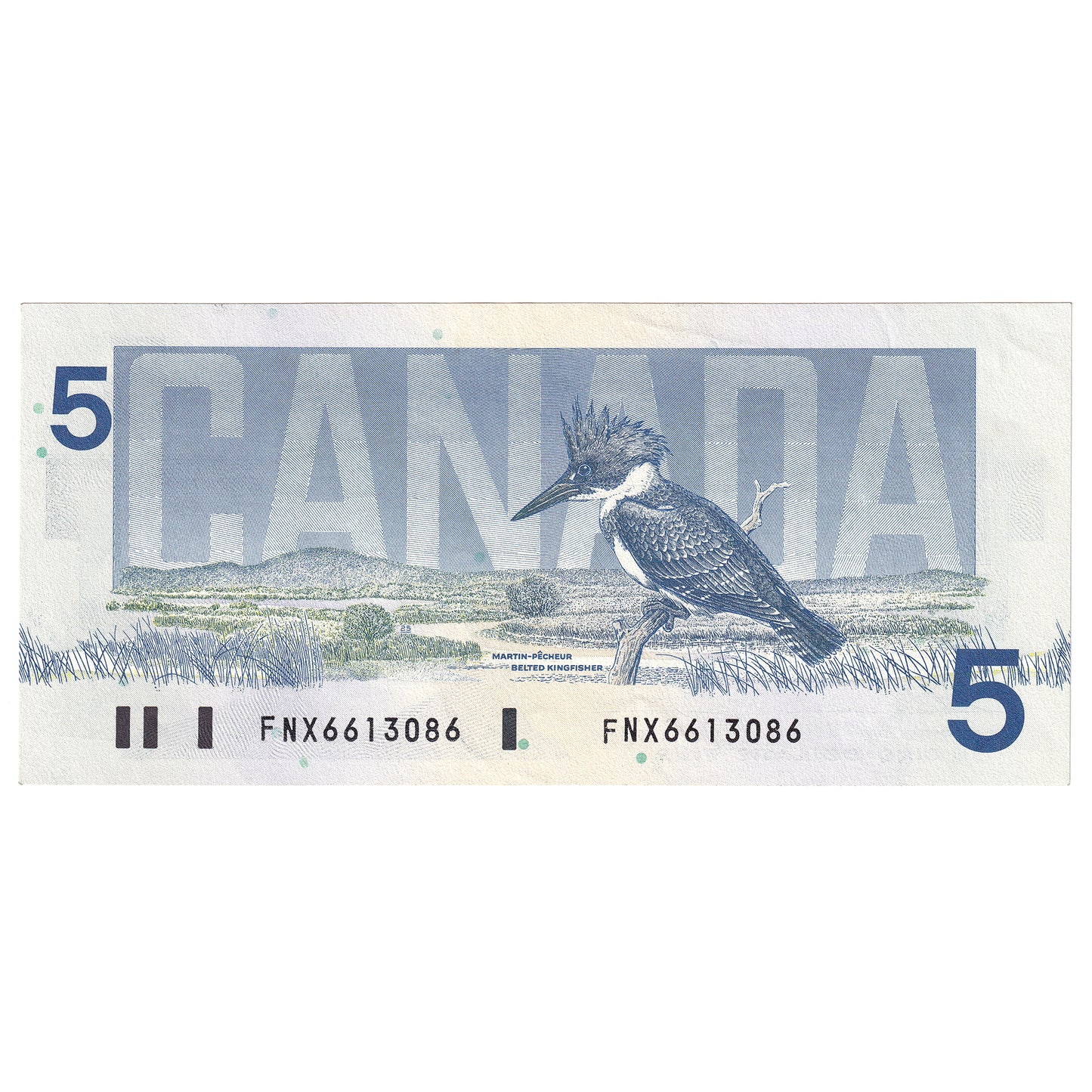 BC-56b 1986 Canada $5 Thiessen-Crow, FNX Below 7.08M, EF-AU