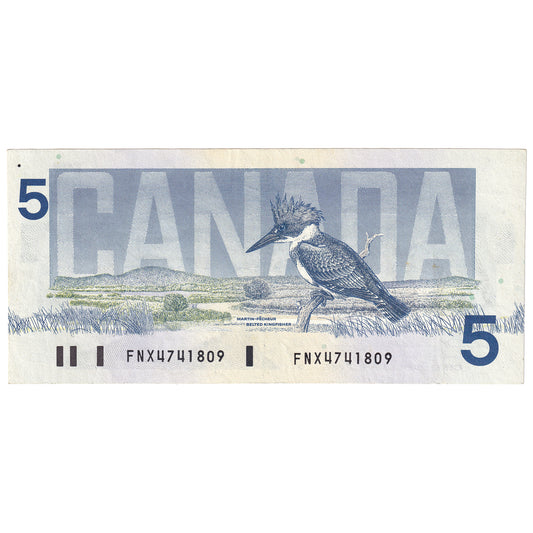 BC-56b 1986 Canada $5 Thiessen-Crow, FNX Below 7.08M, VF-EF