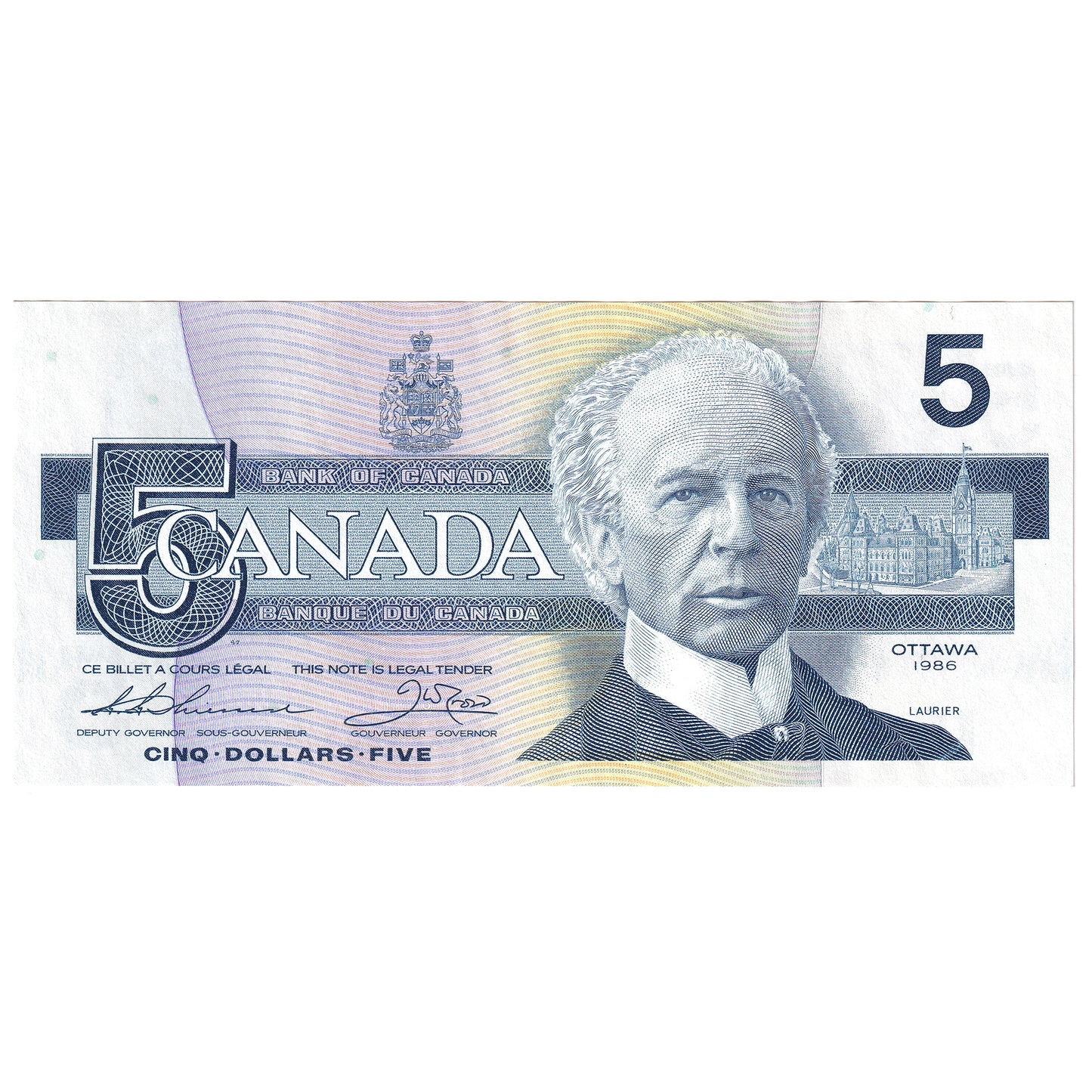 BC-56b 1986 Canada $5 Thiessen-Crow, FNX Above 7.08M, VF-EF