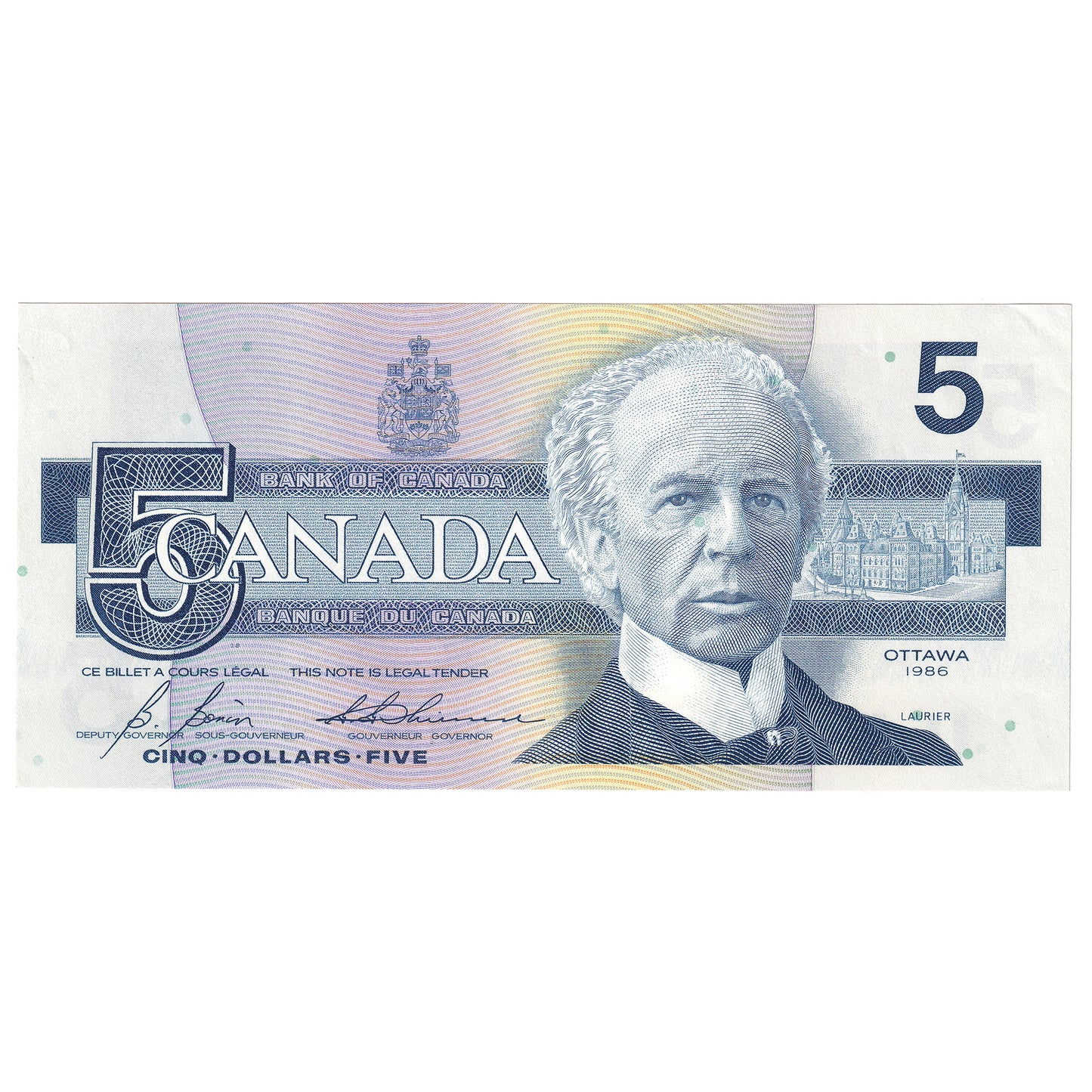 BC-56c 1986 Canada $5 Bonin-Thiessen, GOT, AU