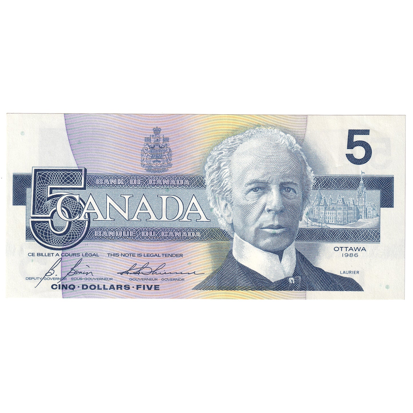 BC-56c 1986 Canada $5 Bonin-Thiessen, GOV, AU
