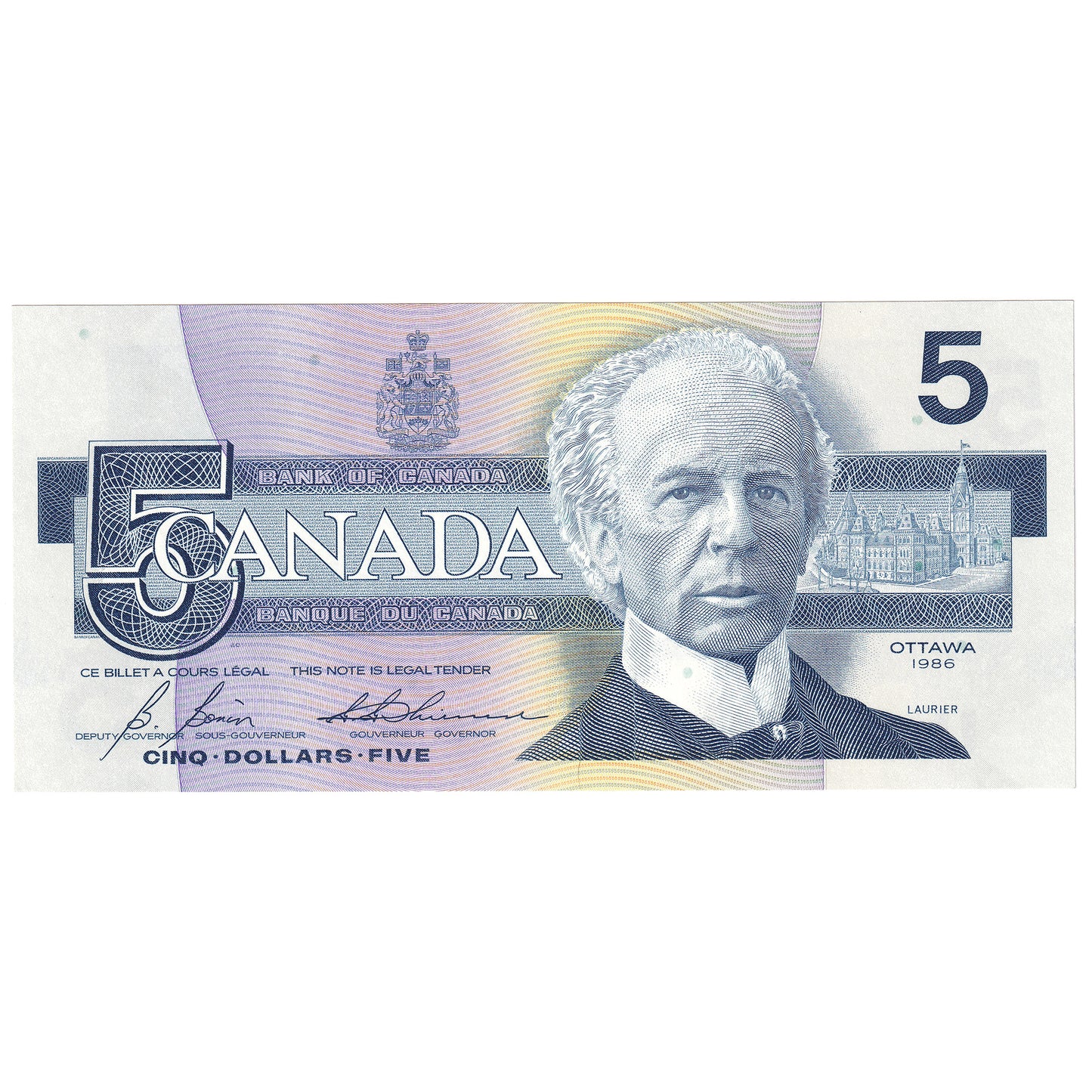 BC-56c 1986 Canada $5 Bonin-Thiessen, GOW, UNC