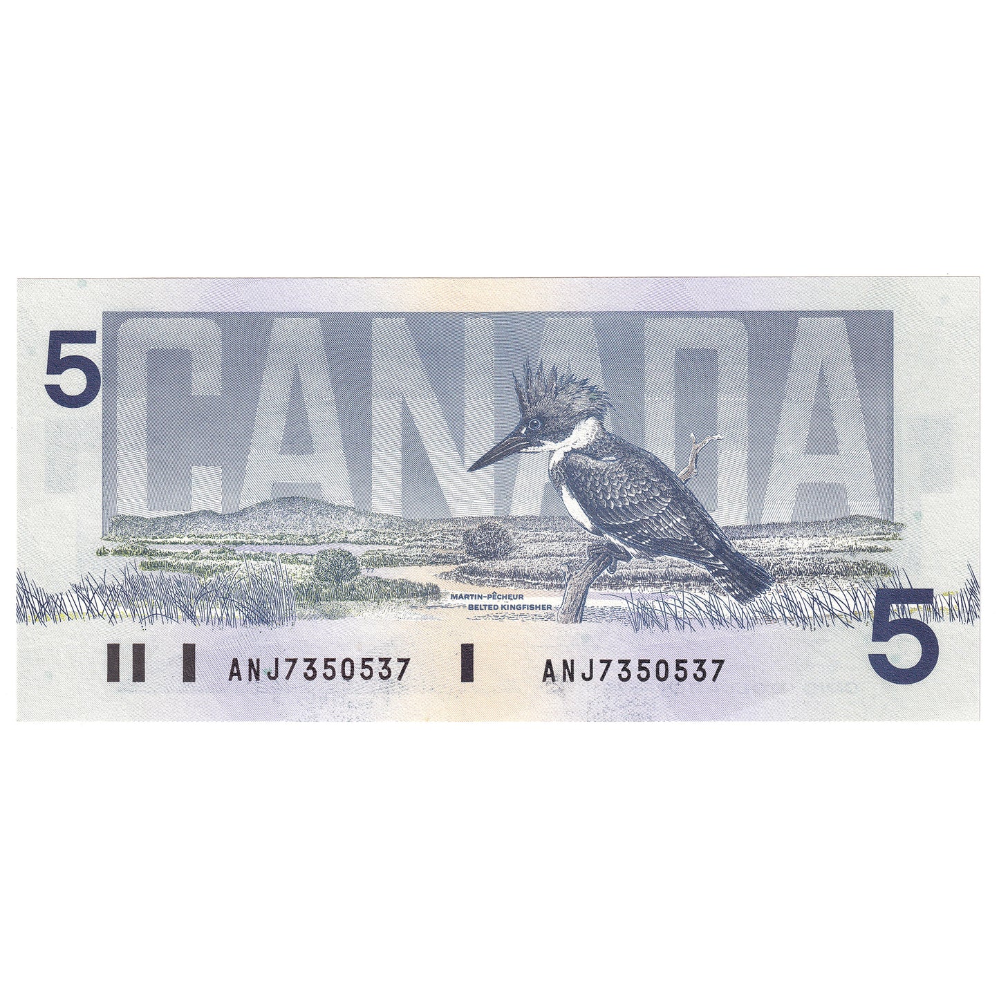 BC-56d-N1-iii 1986 Canada $5 Knight-Thiessen, 4 Digit RADAR ANJ7350537, CUNC