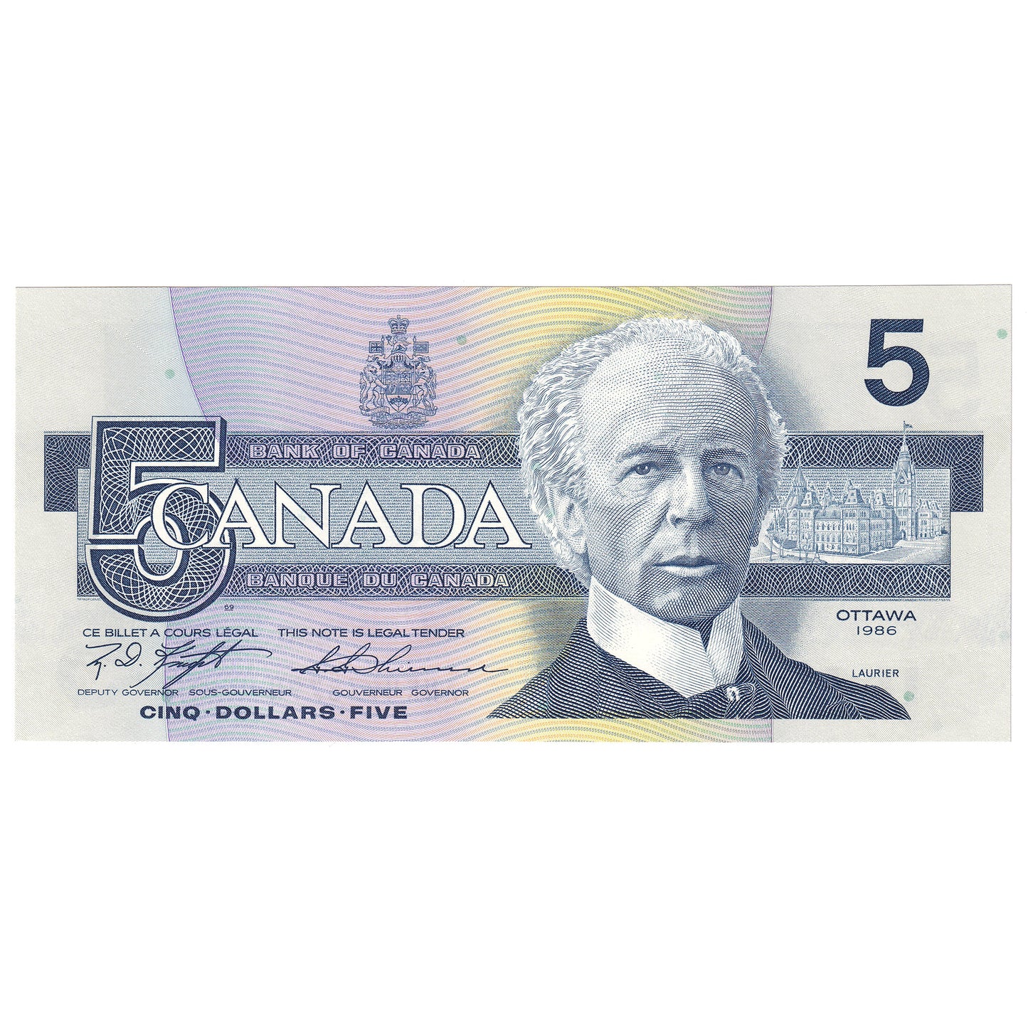 BC-56d-N1-iii 1986 Canada $5 Knight-Thiessen, 4 Digit RADAR ANK4978794, CUNC