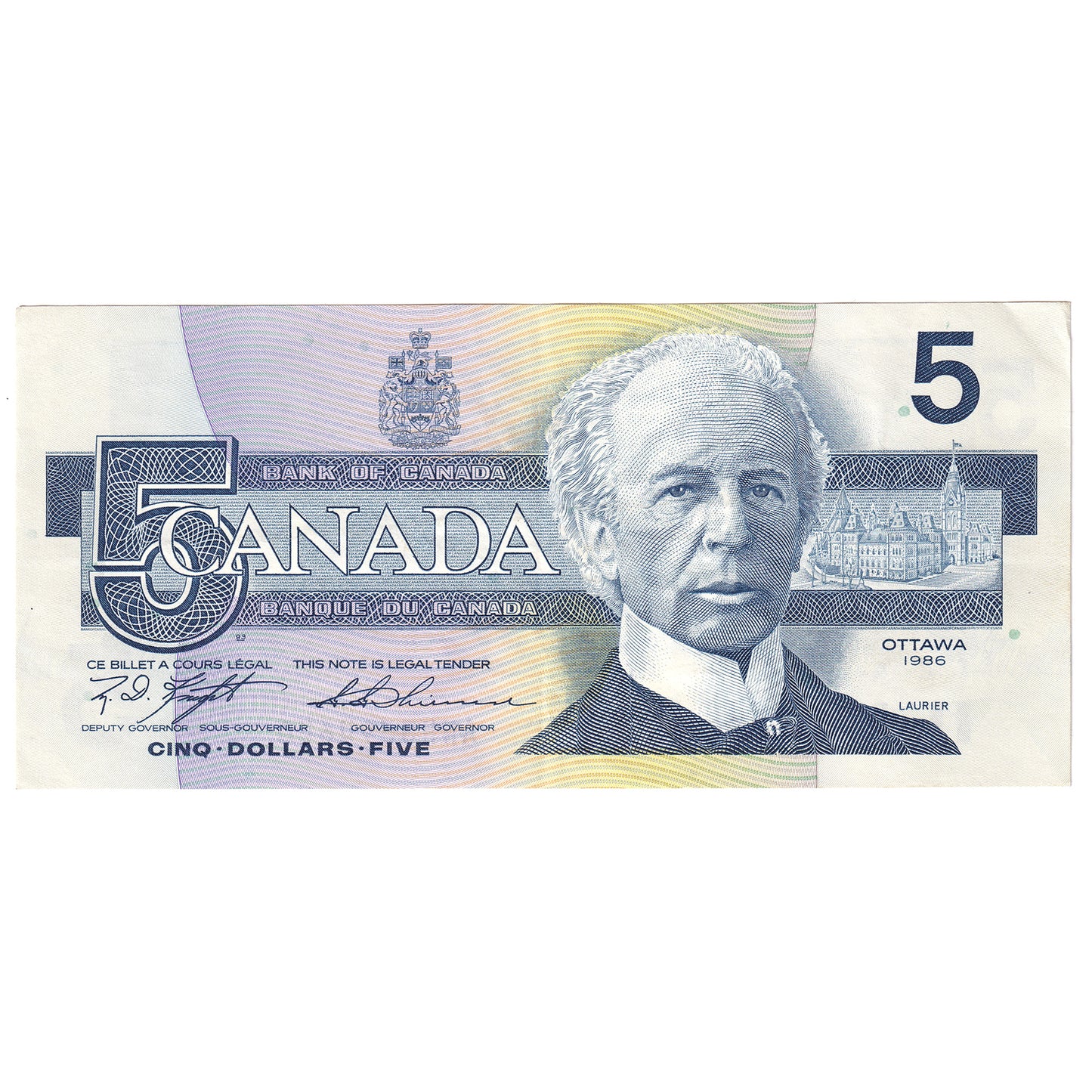 BC-56dA 1986 Canada $5 Knight-Thiessen, ANH (3.560-3.960), Extra Fine (EF40)