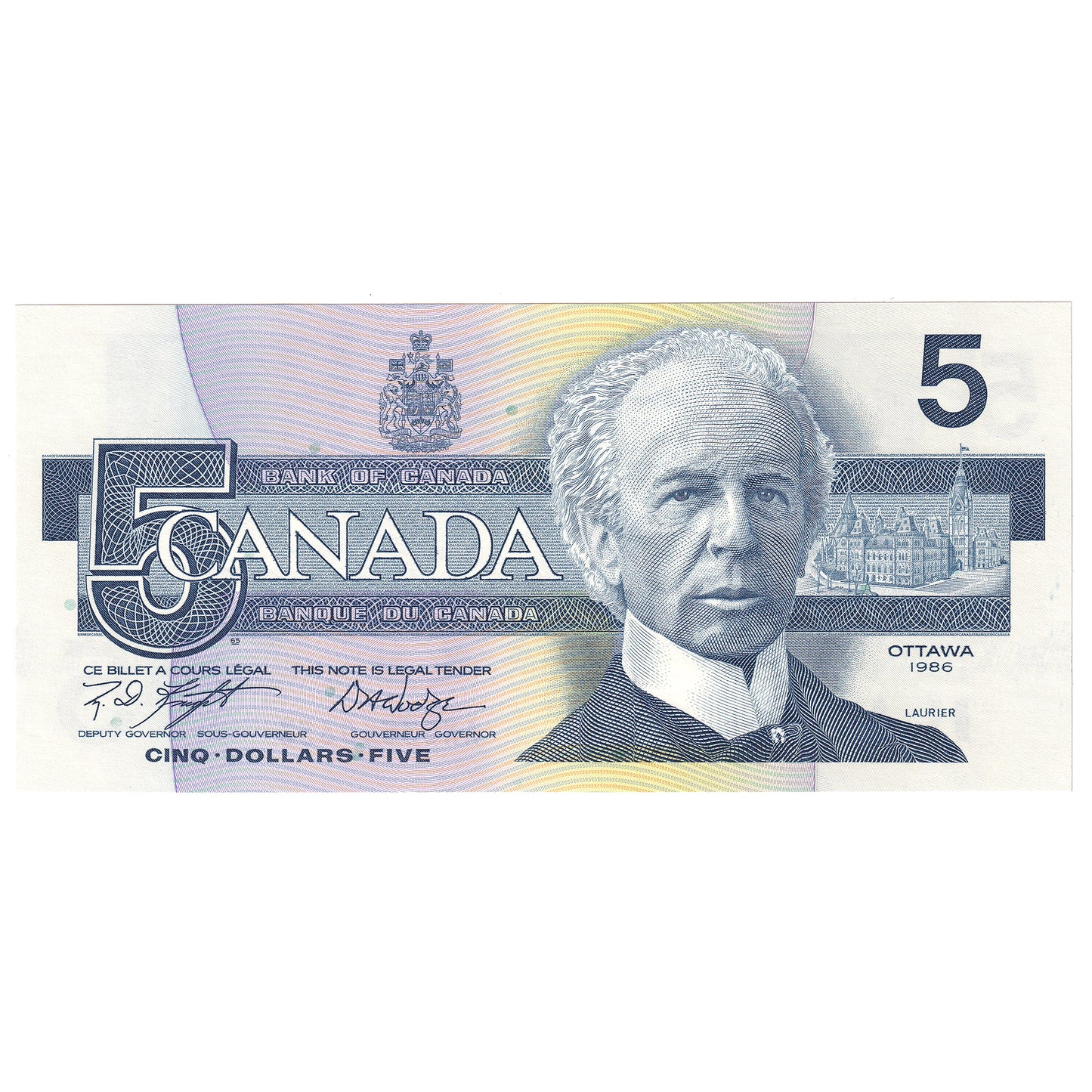 BC-56e-i-N1-iii 1986 Canada $5 Knight-Dodge, 4 Digit RADAR ANS3560653, CUNC
