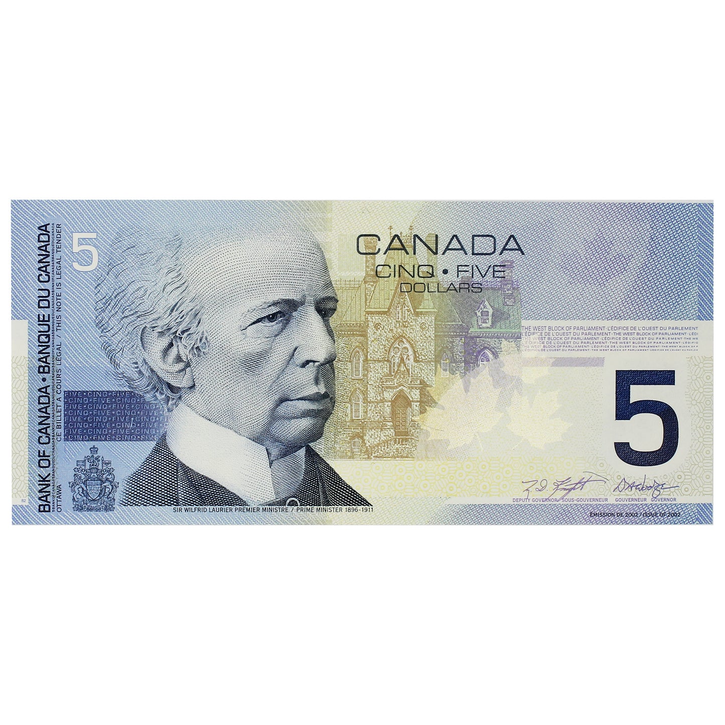 BC-62a 2001 Canada $5 Knight-Dodge, AOE, AU-UNC