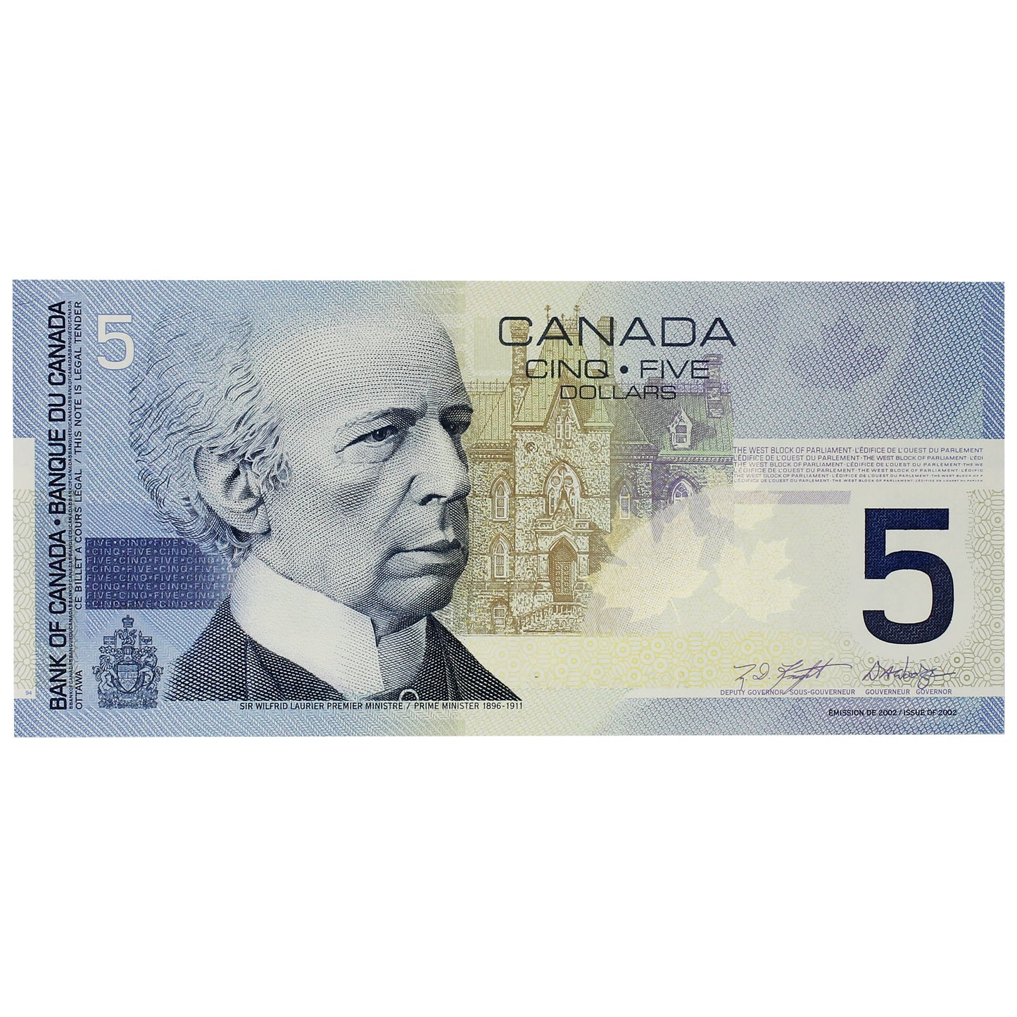 BC-62aA 2001 Canada $5 Knight-Dodge, AOB (2.440-2.600), CUNC